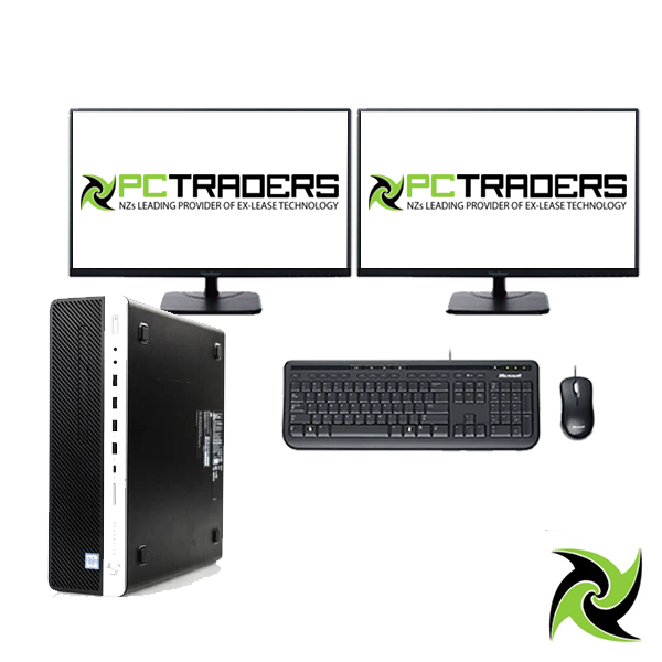 Dual Screen Combo!! HP EliteDesk 800 G3 SFF Ex Lease Desktop i7-6700 3.4GHz 16GB RAM 256GB SSD Windows 10 Pro, Includes: 2 x 24" Brand Monitors, Free Wired Keyboard and mouse Desktop - PC Traders New Zealand 