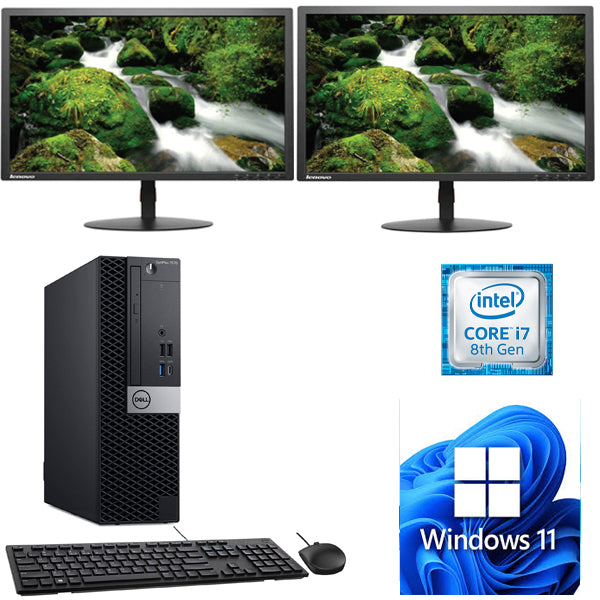 Perfect Setup for Multitasker Dell Optiplex 7060 i7 Turbo 4.6GHZ 16GB RAM 1TB SSD includes 2X 22" Monitors Windows 11 Installed