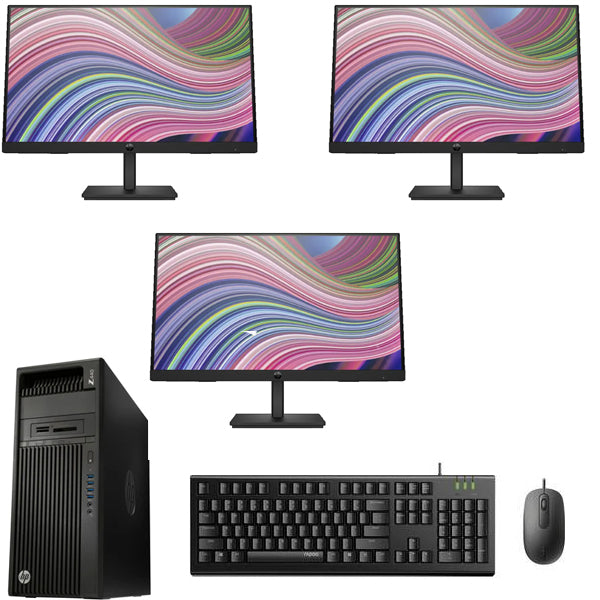 HP Z440 Workstation 64GB RAM K620 Graphics  Windows 10 Pro 3X HP 22" Monitors - PC Traders Ltd