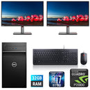Dual Screen 27" Combo Dell Precision 3630 Workstation i7 Turbo 4.6GHz 32GB RAM 1TB SSD Win11 Pro Quadro P2000 5GB WIFI Ready