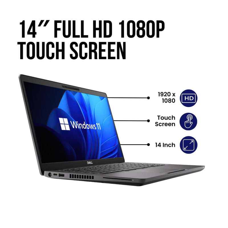 Touch Screen Dell Latitude 5401 Ex lease Laptop Intel Core i5-9300H Turbo 4.10GHZ 8GB RAM 256GB NVME SSD 14" Windows 11