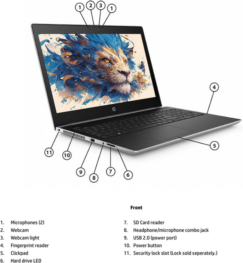HP ProBook 450 G5 Ex Lease Laptop i5-8250U Turbo Boost 3.40 GHz 16GB RAM 256GB SSD 15.6" Windows 11 Pro