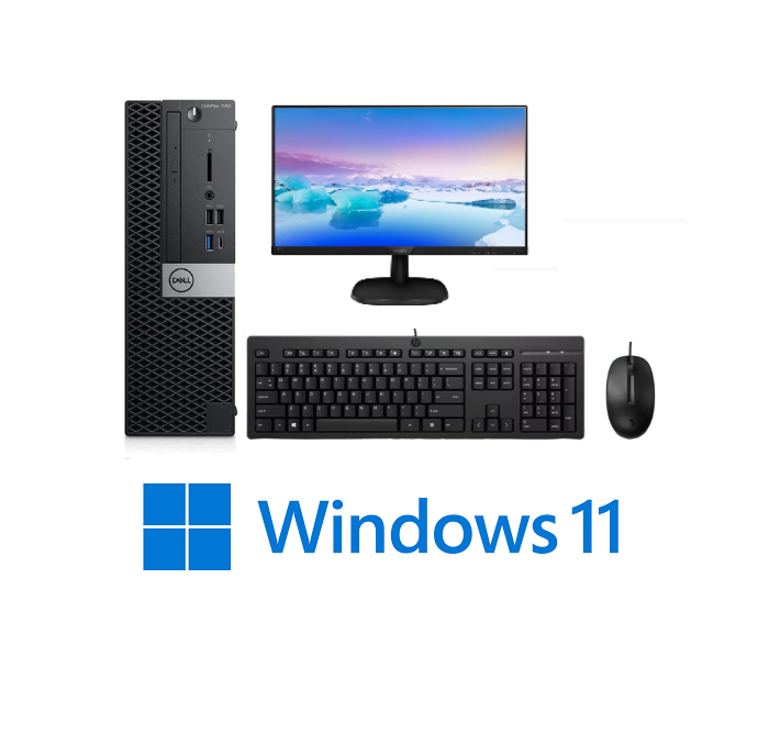 Monitor Combo Dell OptiPlex 7060 Ex Lease SFF i5-8500 3.0GHz 16GB DDR4 RAM 240GB SSD Windows 11 Pro Pre-installed 24" LCD Panel