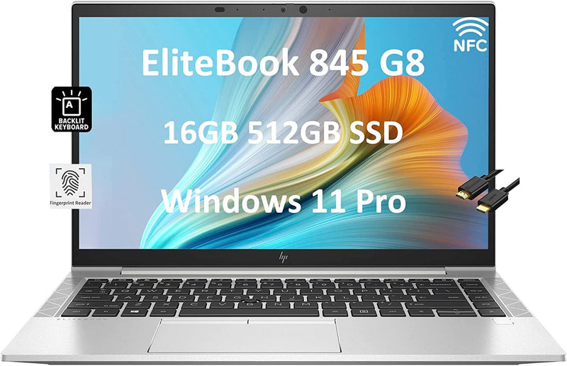 Dual Screen Combo HP EliteBook 845 G8 Notebook 2.6GHz 16GB RAM 512GB SSD 14 Inch Win 11 Pro Ex Demo 2yr HP Wty 2X 22" Monitor - PC Traders Ltd