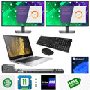 Combo HP EliteBook 840 G5 Laptop i5 Turbo upto 3.6 GHz 16GB RAM 512GB SSD 14 Inch HD Webcam Windows 11 Pro 2X 27” Monitors Dock keyboard Mouse - PC Traders Ltd