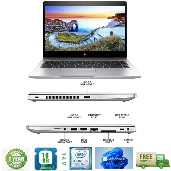 HP EliteBook 840 G5 Ex-Lease i5-8350U 16GB RAM 256GB SSD 14" Webcam Win 11 Ready - PC Traders Ltd