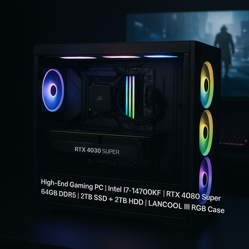High-End Gaming PC | Intel i7-14700KF | RTX 4080 Super | 64GB DDR5 | 2TB SSD + 2TB HDD | LANCOOL III RGB Case | Windows 11
