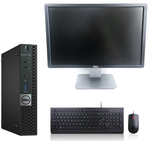 Dell Mini PC Combo Dell OptiPlex 7050 Tiny PC Refurbished i5 2.7GHz 8GB RAM 256GB SSD Windows 10 Pro WIFI 22 Inch Ex lease Monitor Wired keyboard Mouse - PC Traders Ltd