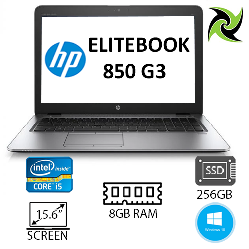 HP EliteBook 850 G3 Ex Lease Laptop i5-6300u 2.4GHZ 8GB RAM 256GB SSD 15.6" WebCam Windows 10 Home Laptop - PC Traders New Zealand 