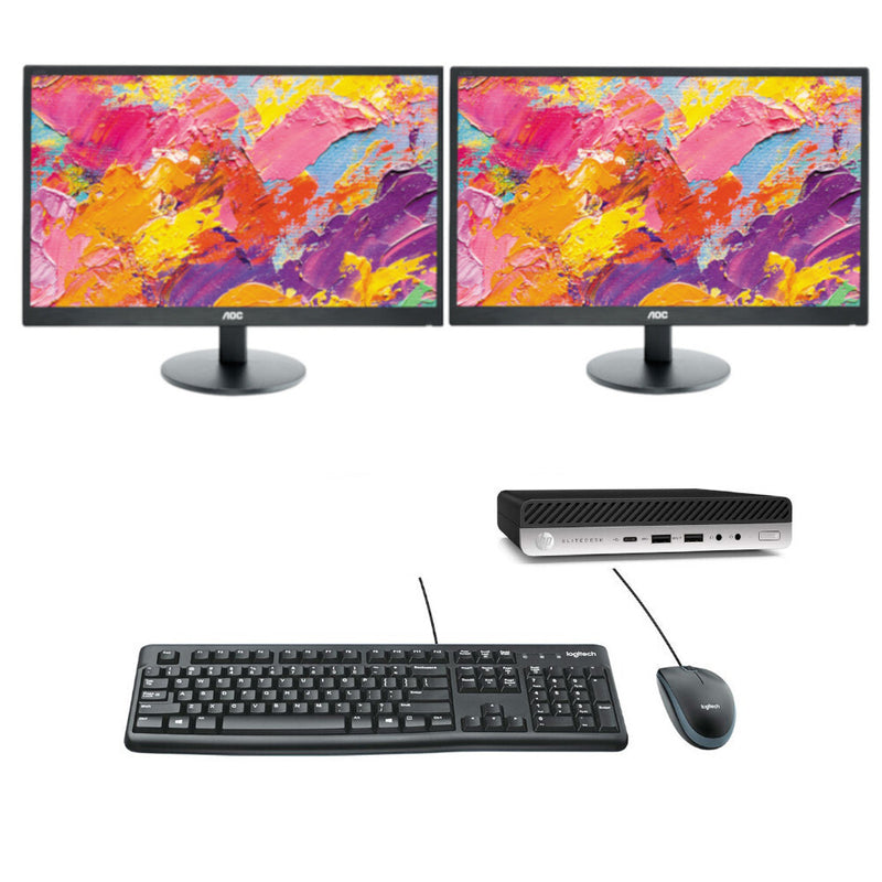 Dual Screen 2X 22" LCD HP ElitDesk 800 G4 Ex Lease MFF Desktop PC Intel I5-8500T Turbo 3.50Ghz 16GB RAM 512GB SSD DVD Windows 11 Pro