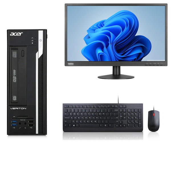 PC Screen Combo Acer Veriton X4660G Desktop i7 3.2GHz 16GB RAM 240GB SSD DVD±RW Windows 11 Pro 22" Monitor - PC Traders Ltd