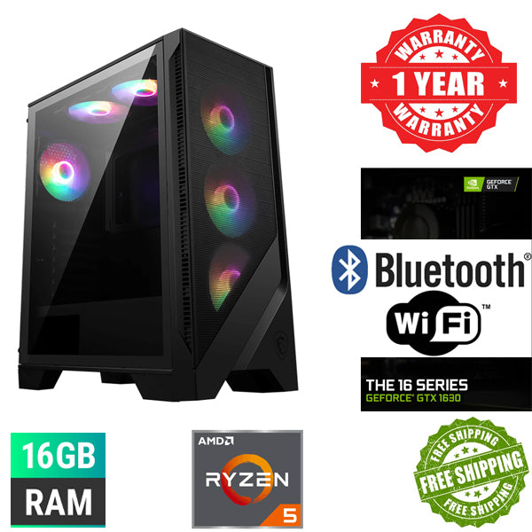 Brand New Gaming PC Ryzen 5 5500 16GB RAM 240GB SSD GT 1630 Graphics Card Wi-Fi and Bluetooth Ready Windows 10 Loaded - PC Traders Ltd