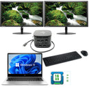 Business Setup HP EliteBook 840 G6 Laptop i5 Turbo 4.2GHz 16GB RAM 256GB SSD UHD Graphics 620 14" Windows 11 Pro A Grade 2X 24" Monitors USB C Dock - PC Traders Ltd