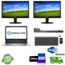 Laptop with Dual Screen Combo - HP EliteBook Folio 1040 G3 Ex lease Intel i5 6th Gen 2.40GHz 16G RAM  256GB SSD 14" FHD Webcam Win 10 Pro, Includes: 2X 24" Philips Webcam Monitor, Free Wireless Keyboard and Mouse - PC Traders Ltd