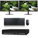 Powerful PC Setup!! HP Pro Mini 400 G9 Tiny PC Ex Lease i5 12th gen 32GB RAM 1TB SSD Win 11 Pro, includes: 2 x 24" Ex lease Monitors (All Cables will be provided) + WIFI Ready - PC Traders Ltd
