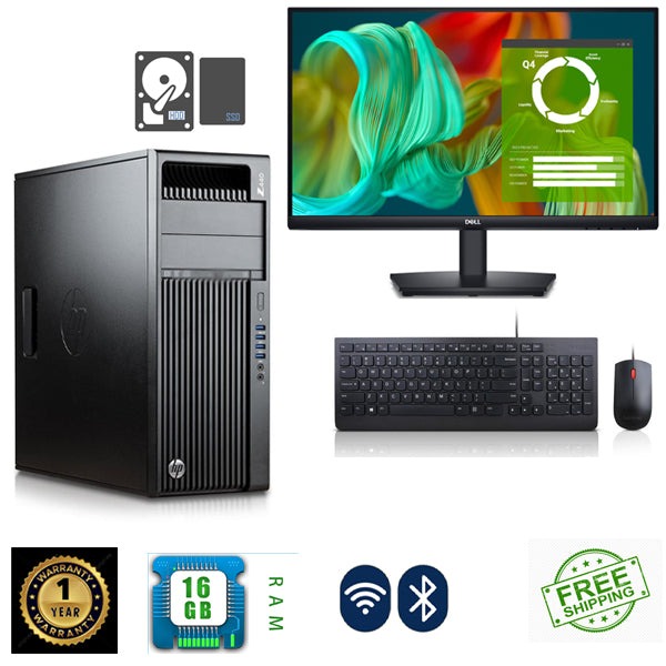 PC Screen Combo HP Z440 Workstation Ex Lease Intel E5-1620 V4 3.50 GHz 16GB RAM M2000 4GB Graphics W10 Pro includes WIFI 27" Monitor - PC Traders Ltd
