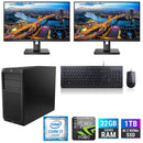 HP Z2 G4 Tower Workstation i7-9700 32GB RAM 1TB SSD RTX 2080 Super Windows 11 Pro + 2x 24" Monitors