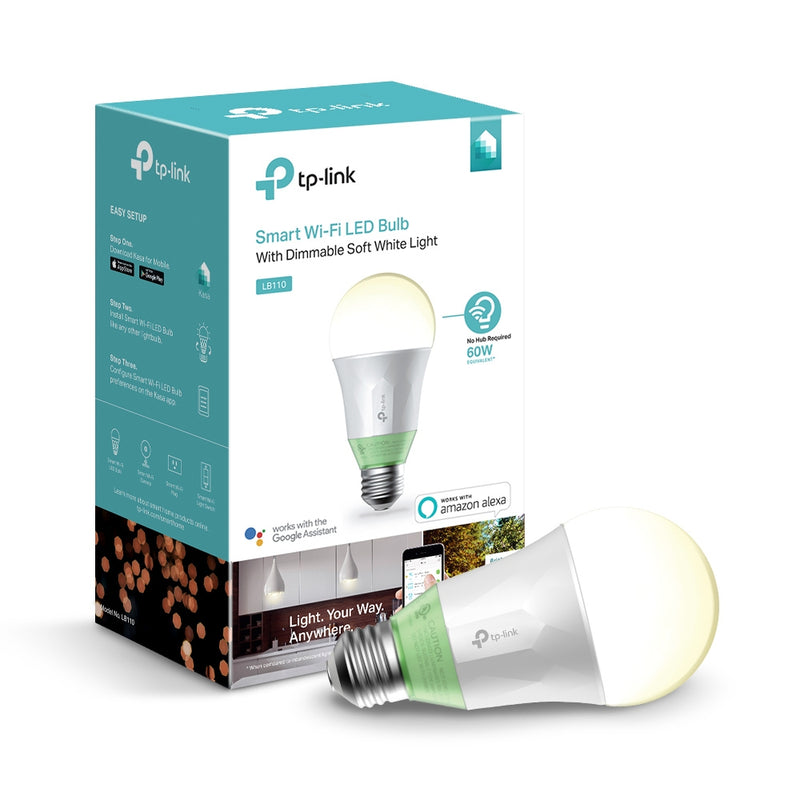 New!!!TP-Link LB110 Smart Wi-Fi LED Bulb with Dimmable Light & Energy Monitor, E27, 10W, 800lm, 2700K - PC Traders Ltd
