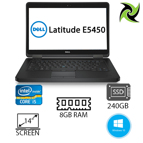 Dell Latitude E5450 Ex Lease Laptop i5-5300U 2.30GHz 8GB RAM 240GB SSD 14" WebCam Windows 10 Pro Laptop - PC Traders New Zealand 